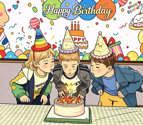 Children celebrating together in a bright classroom