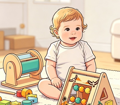 Young children exploring classroom learning materials